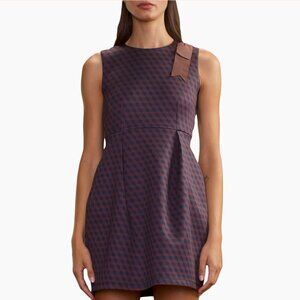 Cynthia Rowley Shoulder Bow Mini Dress In Navy/Burgundy - Women's Size XS - NWT